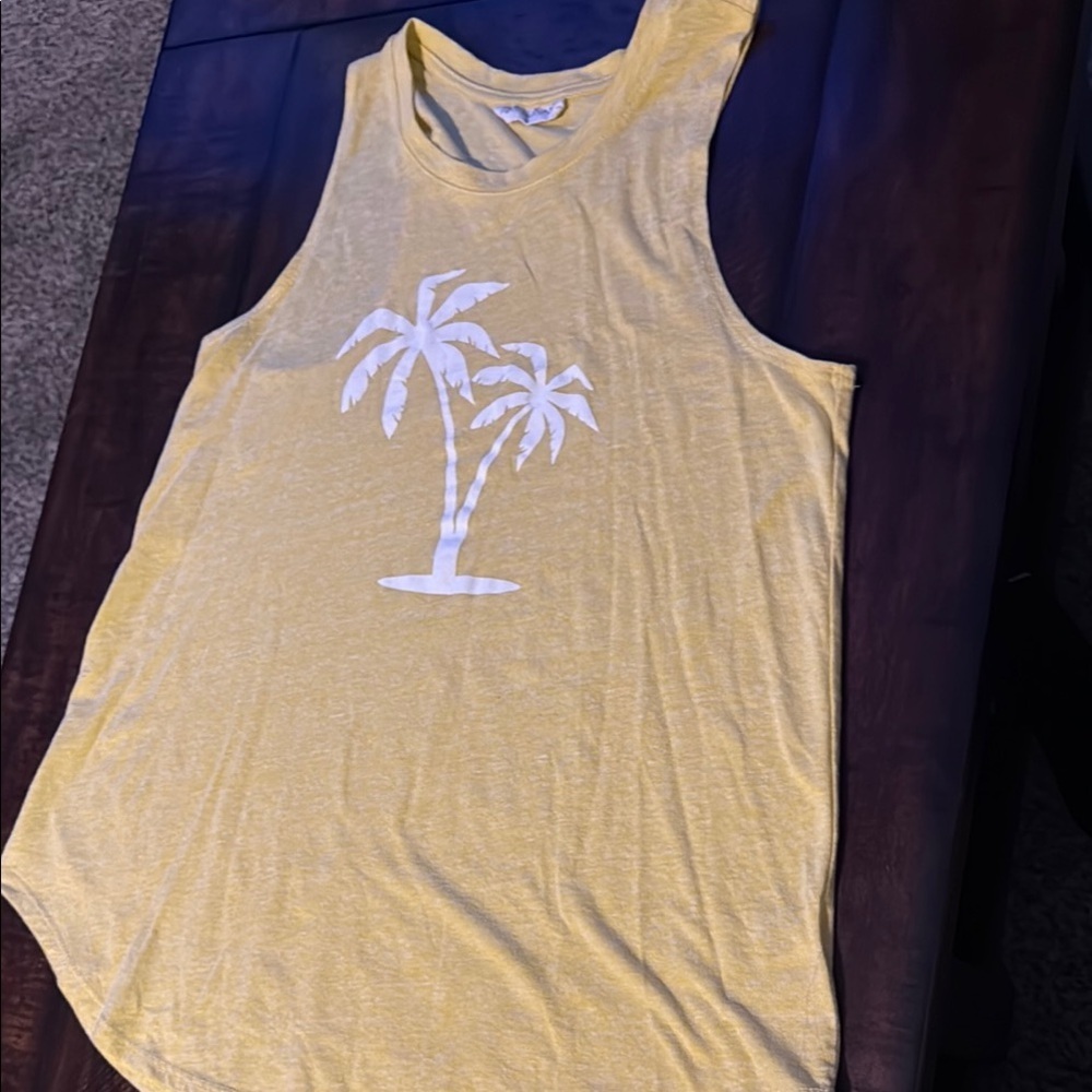 78 & Sunny Yellow Tank Top with Palm Tree Design XL